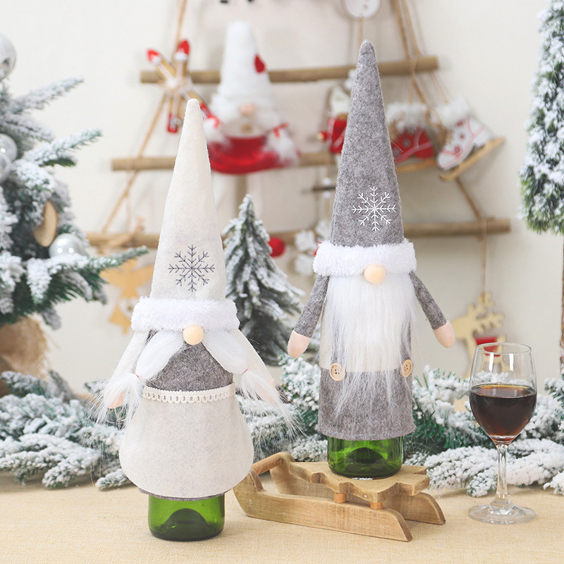 Christmas wine bottle cover non-woven doll topper dust