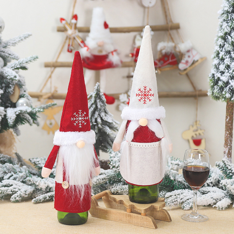 Christmas wine bottle cover non-woven doll topper dust