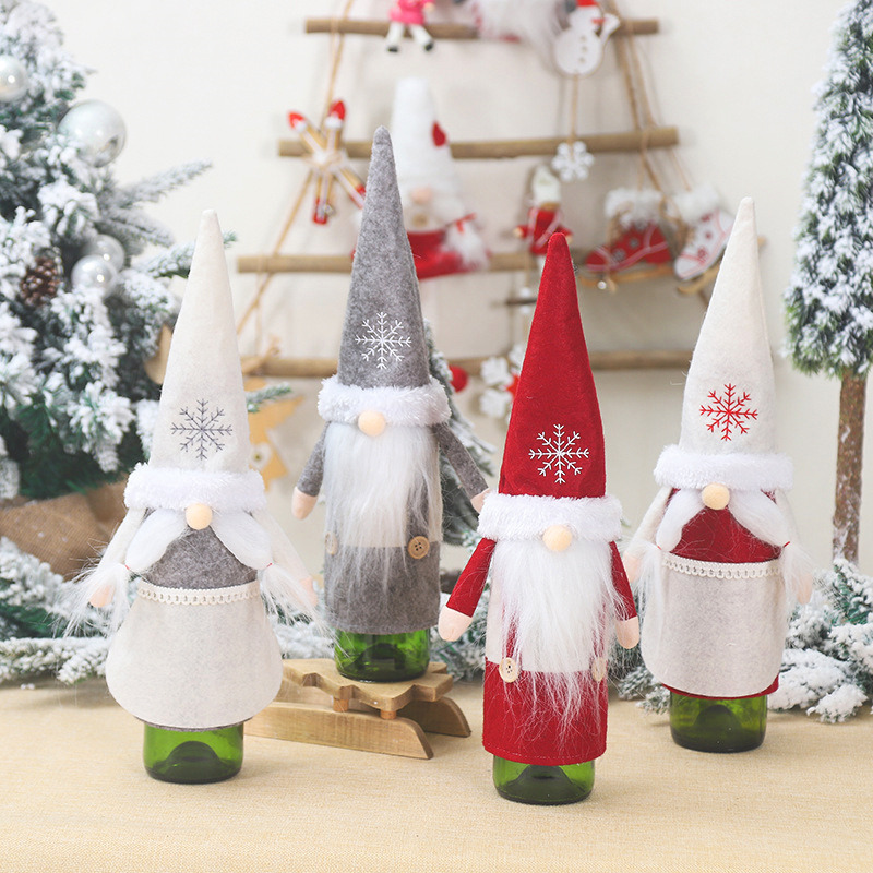 Christmas wine bottle cover non-woven doll topper dust