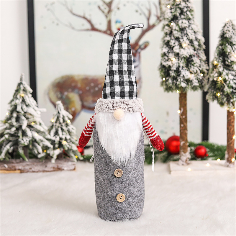 swedish style plaid christmas wine bottle covers