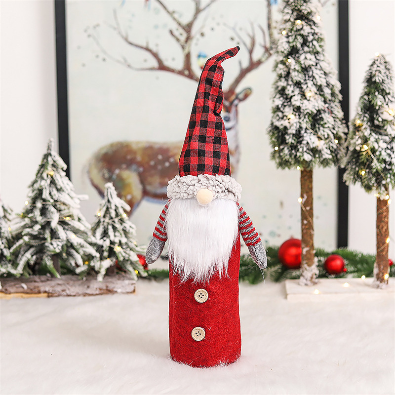 swedish style plaid christmas wine bottle covers