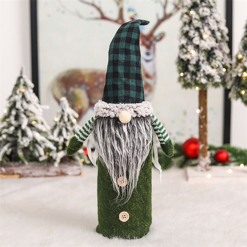 swedish style plaid christmas wine bottle covers