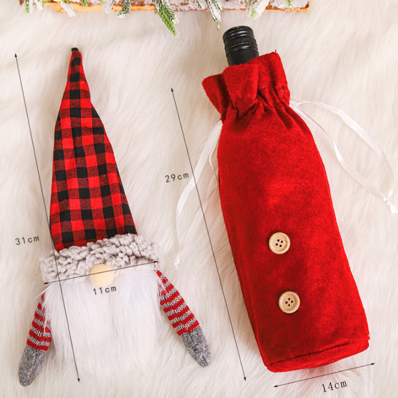 swedish style plaid christmas wine bottle covers