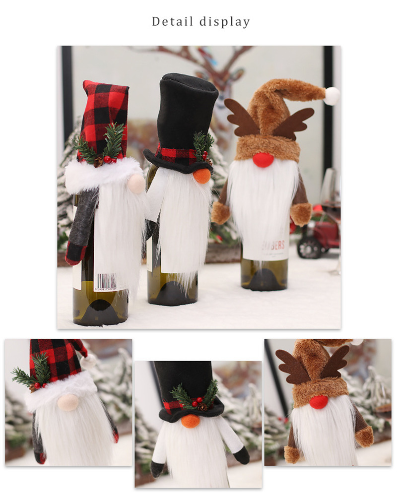 Christmas wine bottle covers pointed hat top decoration