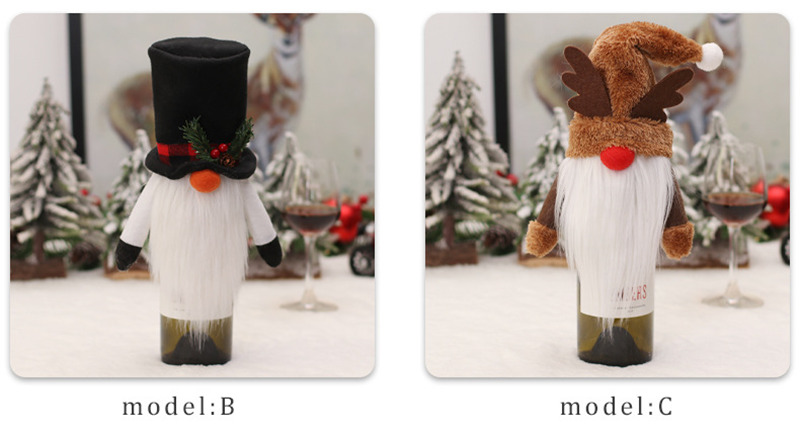 Christmas wine bottle covers pointed hat top decoration