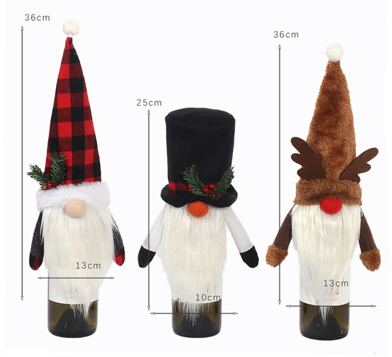 Christmas wine bottle covers pointed hat top decoration