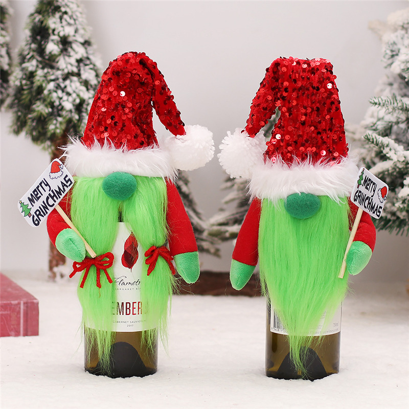 green beard christmas wine bottle covers table decorations green beard christmas wine bottle covers table decorations