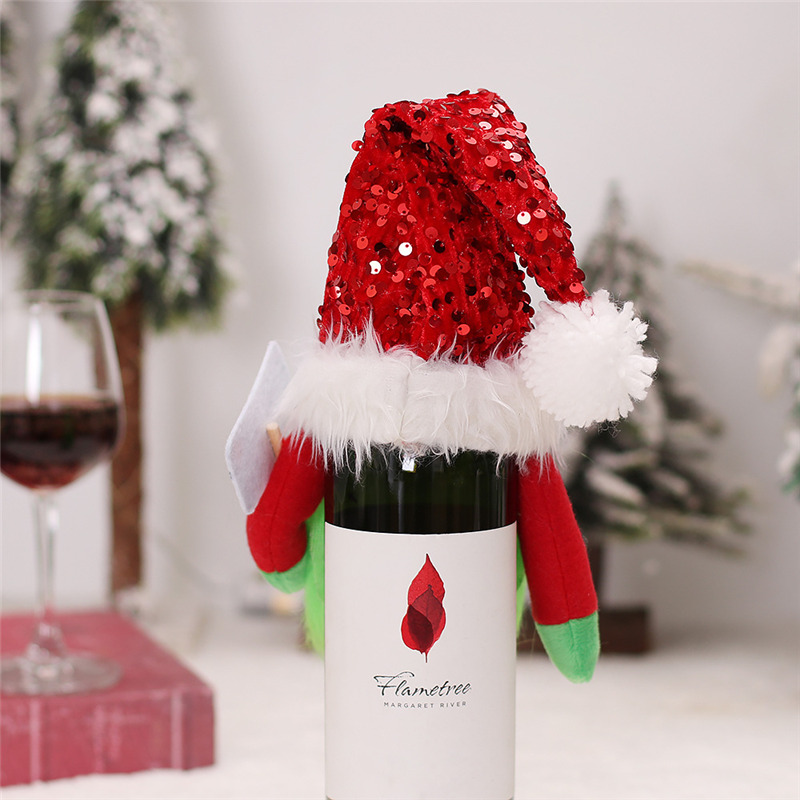 green beard christmas wine bottle covers table decorations