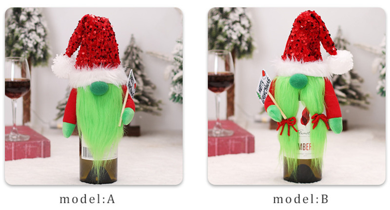 green beard christmas wine bottle covers table decorations