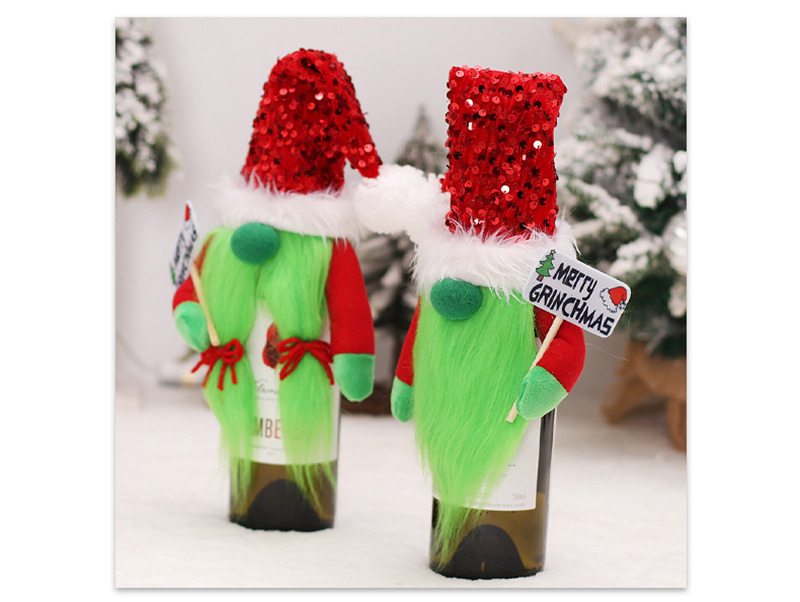 green beard christmas wine bottle covers table decorations