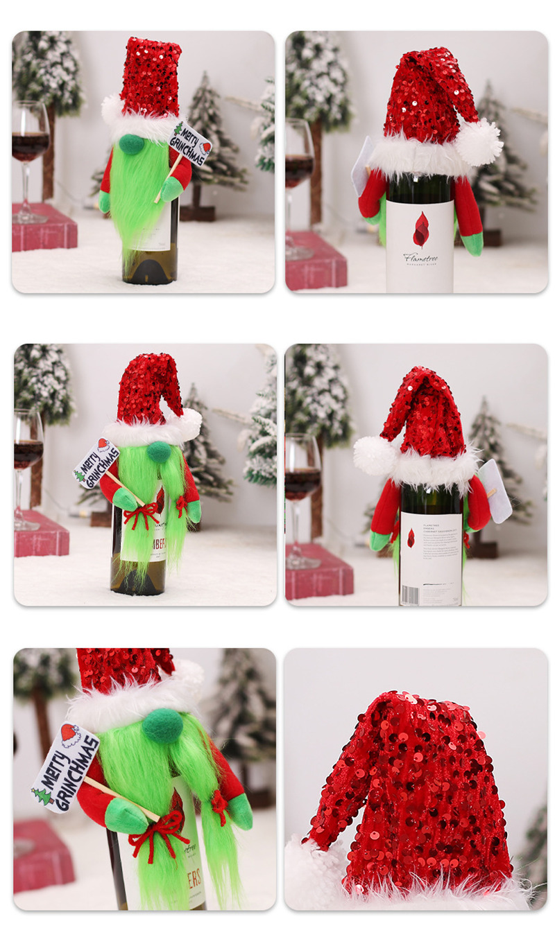 green beard christmas wine bottle covers table decorations