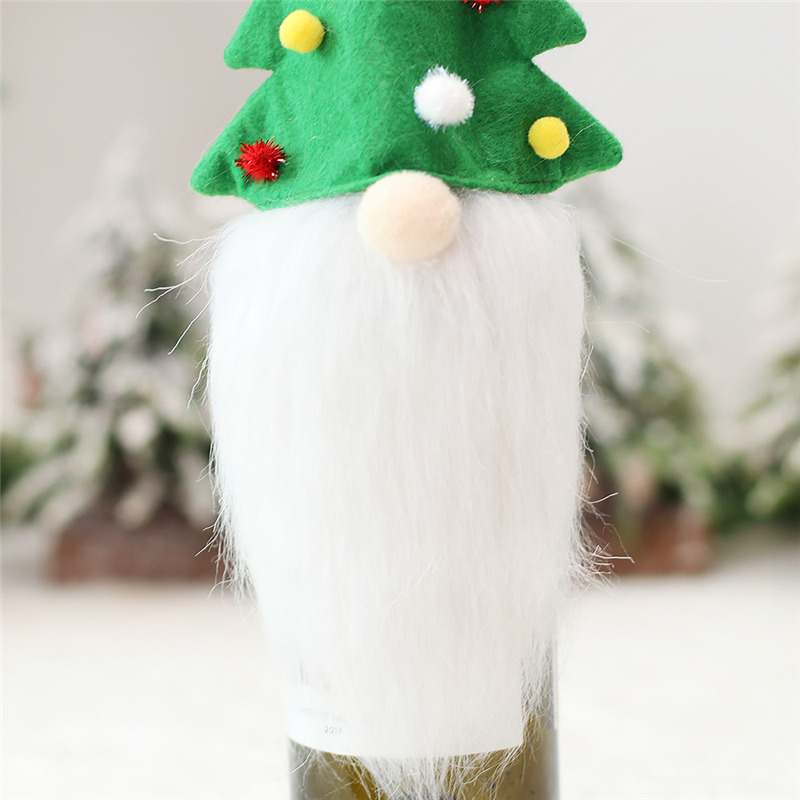 white beard christmas wine bottle covers santa claus table decoration