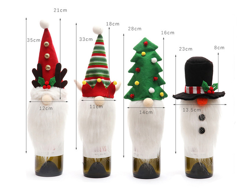 white beard christmas wine bottle covers santa claus table decoration