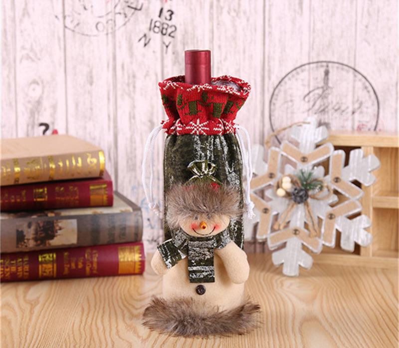 Christmas wine bottle sleeves santa table decoration