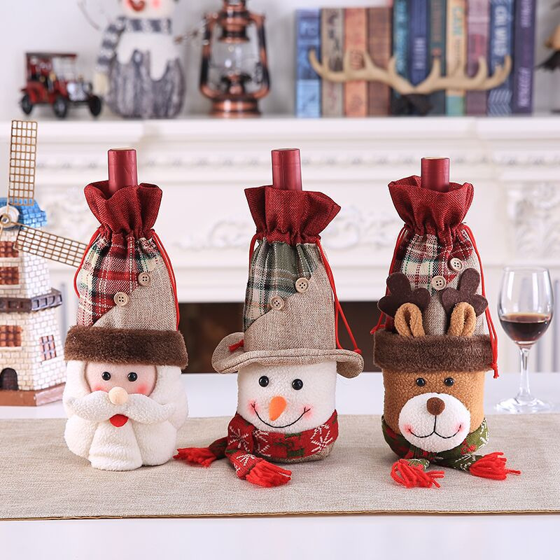 Christmas wine bottle sleeves xmas dinner table decoration