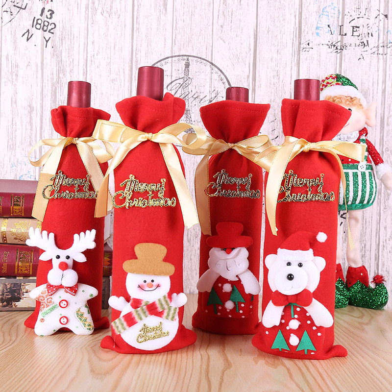 Christmas Wine Bottle Cover Xmas Ornament Set