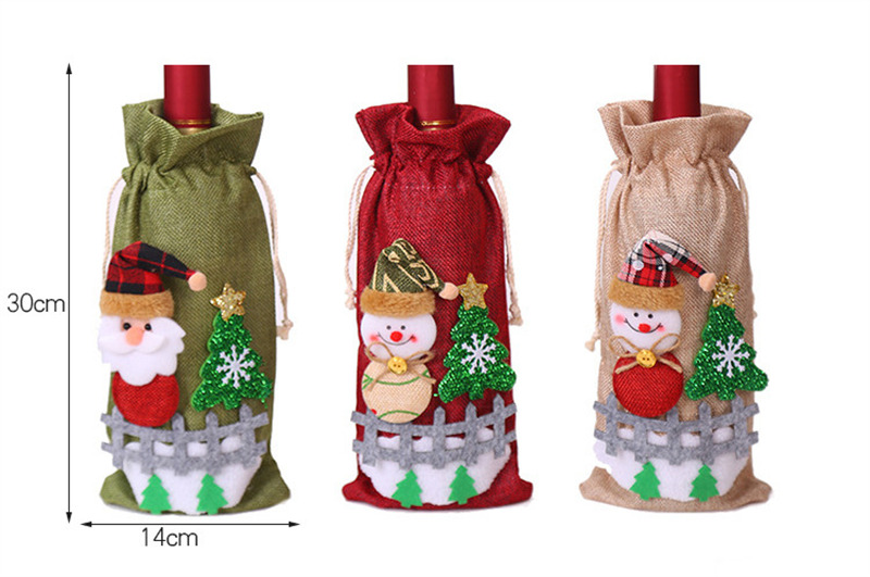 Christmas wine bottle sleeves santa covers table decoration