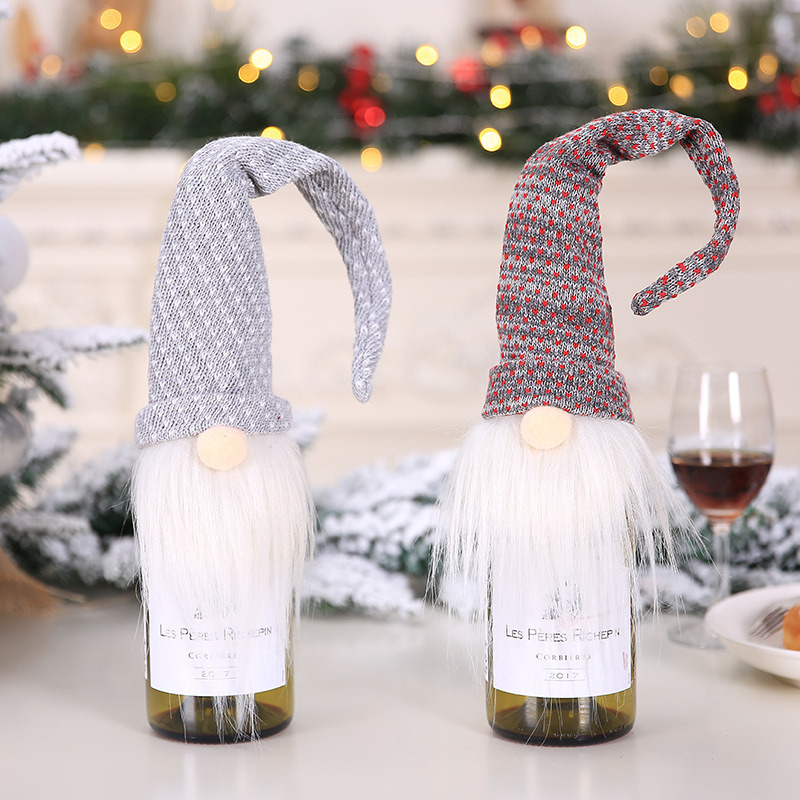 Christmas wine bottle covers xmas santa claus cap