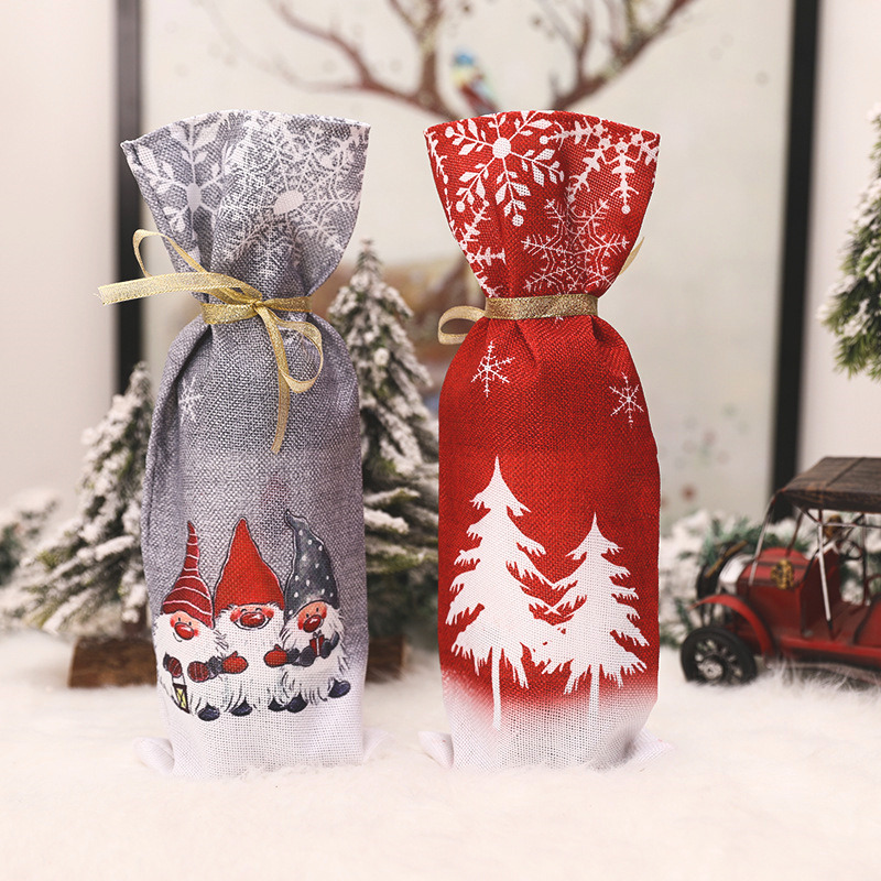 Christmas wine bottle sleeve three men xmas cover decoration