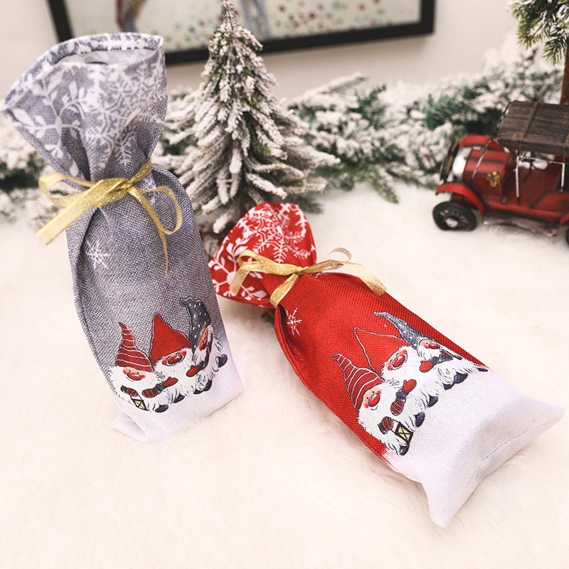 Christmas wine bottle sleeve three men xmas cover decoration