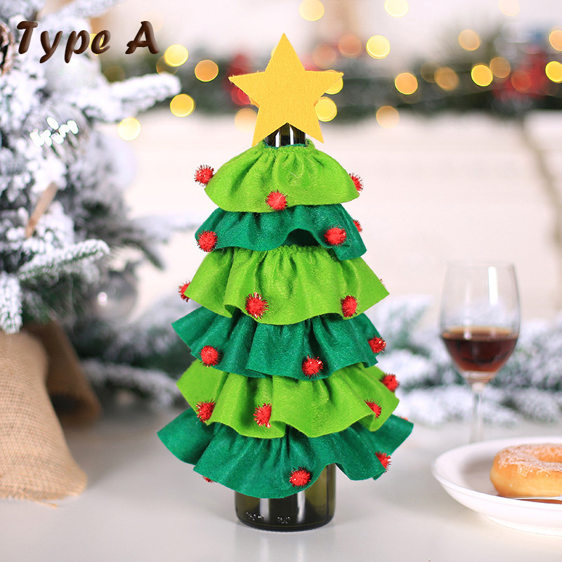 Christmas tree wine bottle covers dinner decor table ornament