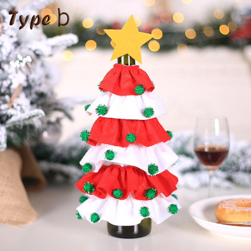 Christmas tree wine bottle covers dinner decor table ornament