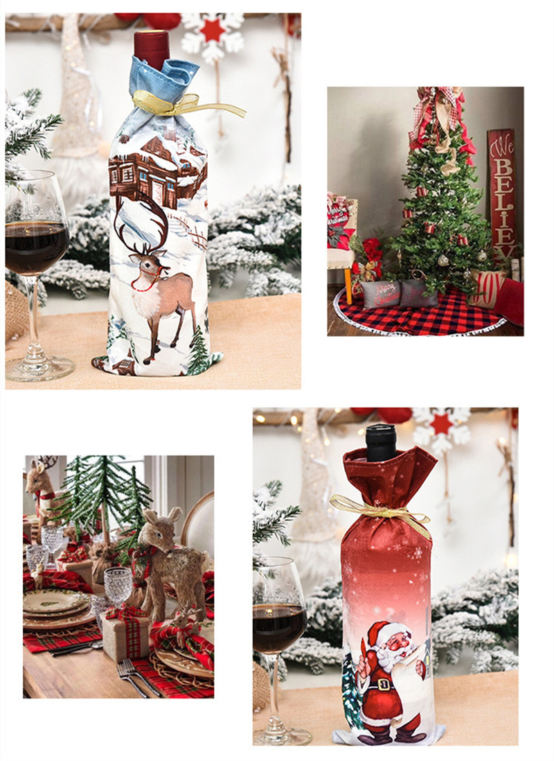 Christmas wine bottle sleeves santa claus noel dinner table decoration