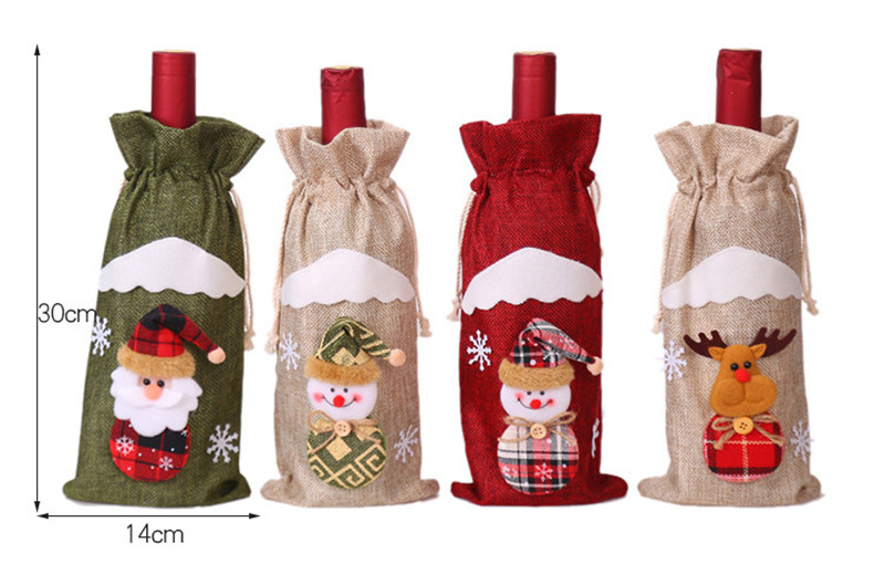 Christmas wine bottle sleeves santa claus drawstring bags