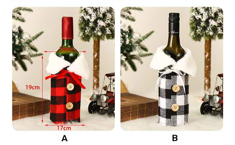 plaid coat christmas wine bottle sleeves cover decoration