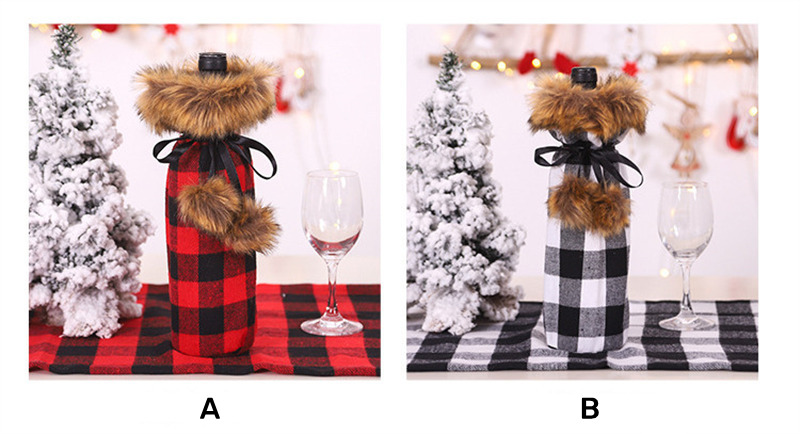 fur collar christmas bottle sleeves santa claus wine cover