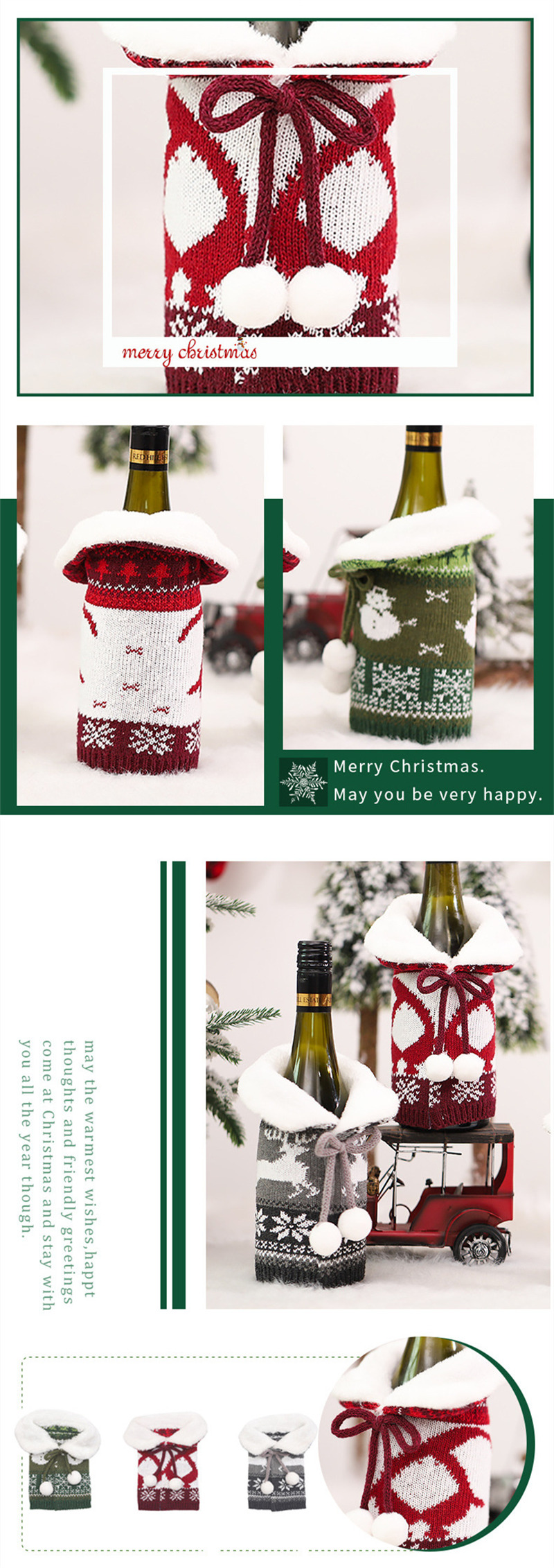 white collar christmas wine bottle sleeves sweater covers