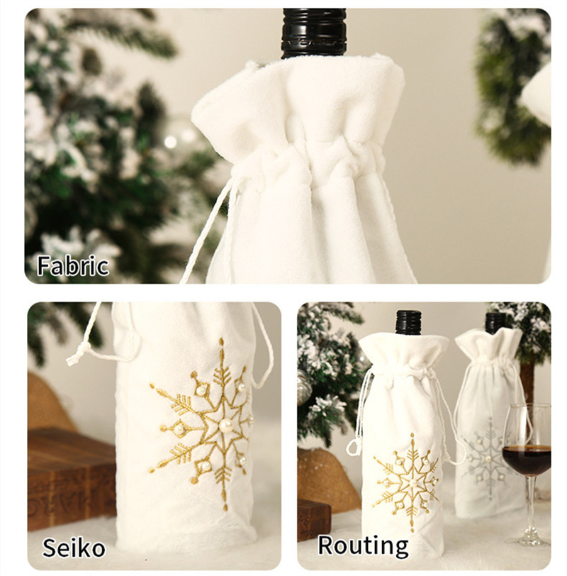 embroidery christmas wine bottle sleeves silver xmas covers