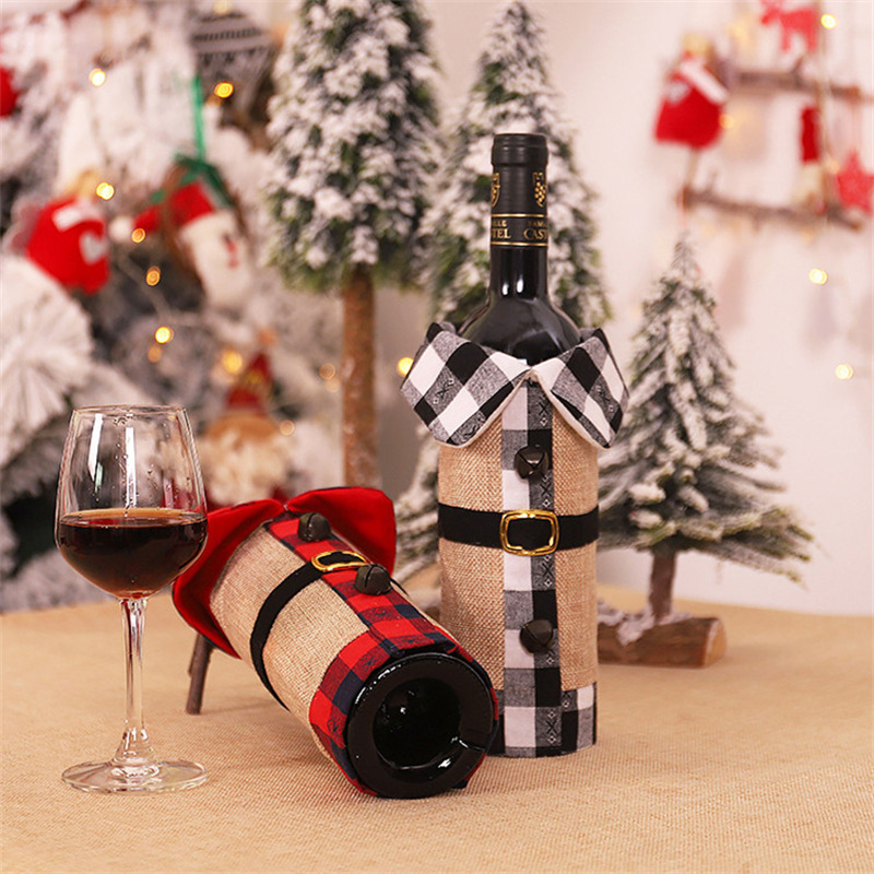 lattice christmas wine bottle sleeves xmas bunch pockets