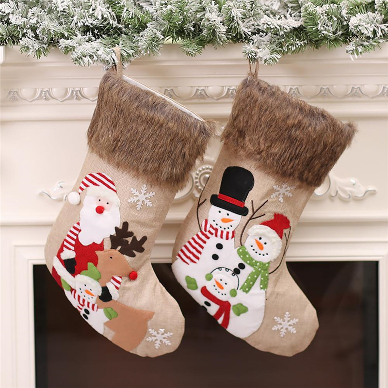 santa claus snowman soft christmas stockings decoration