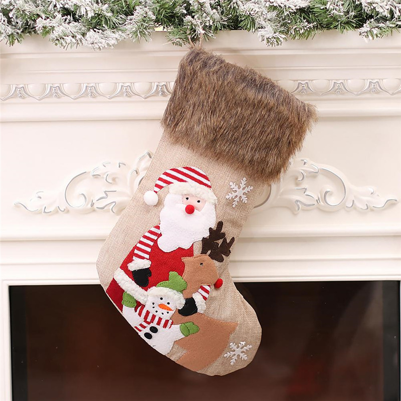 santa claus snowman soft christmas stockings decoration