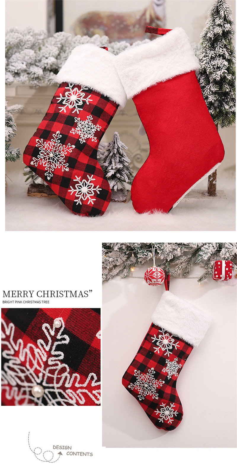 red black plaid christmas stockings xmas decoration