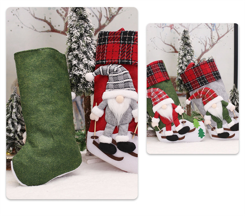 3D gnomes santa christmas stockings fireplace hanging decoration