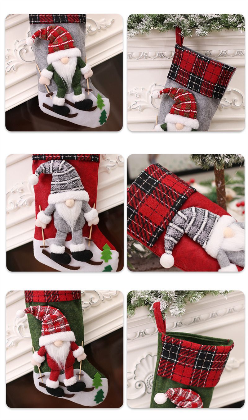 3D gnomes santa christmas stockings fireplace hanging decoration