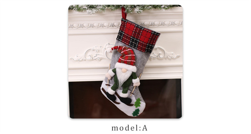 3D gnomes santa christmas stockings fireplace hanging decoration