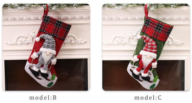 3D gnomes santa christmas stockings fireplace hanging decoration