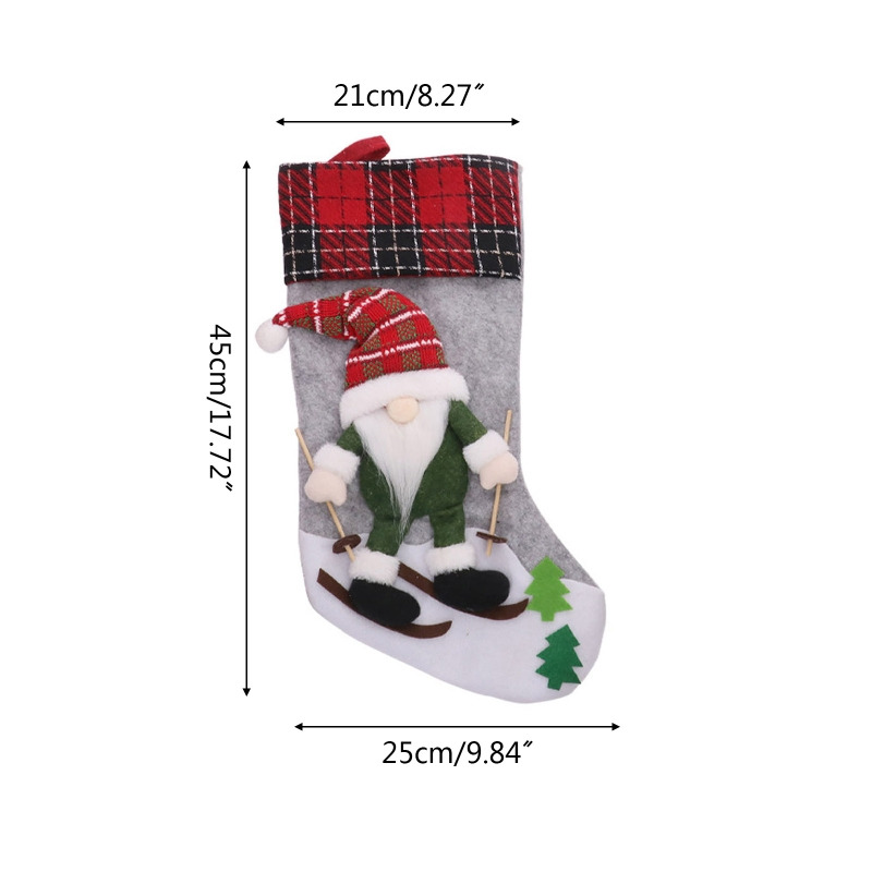 3D gnomes santa christmas stockings fireplace hanging decoration