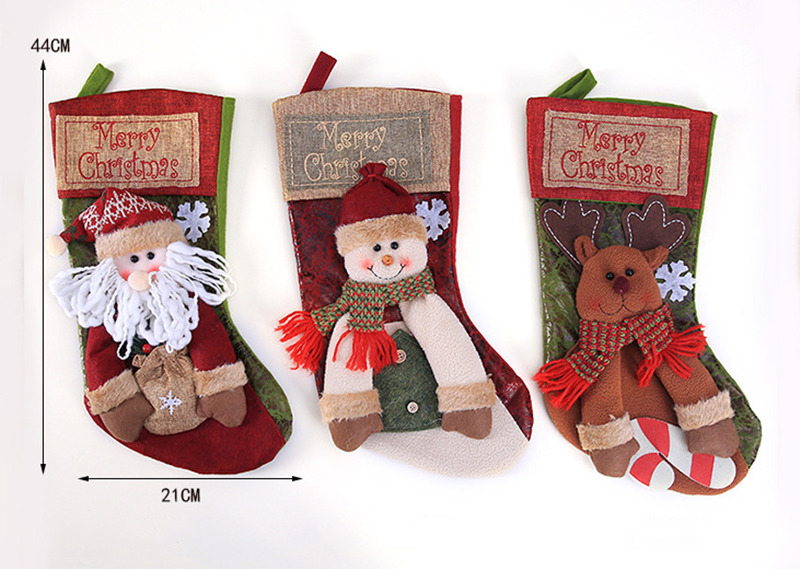 3D embroidery christmas stockings decoration
