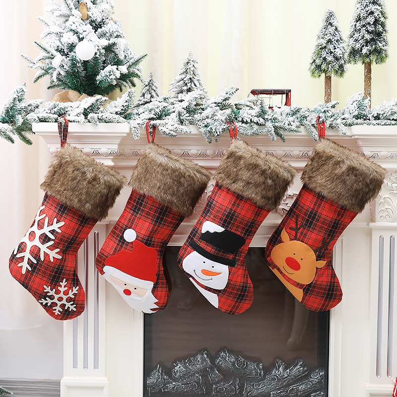 fur colllar christmas stockings decoration xmas pendant