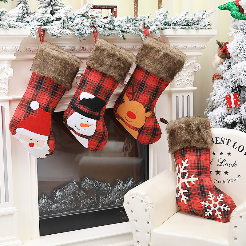 fur colllar christmas stockings decoration xmas pendant