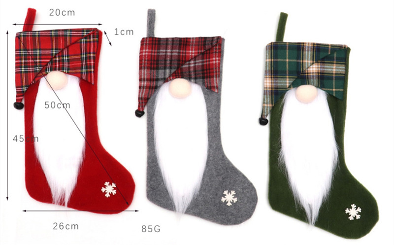 white long beard gnomes christmas stockings decoration