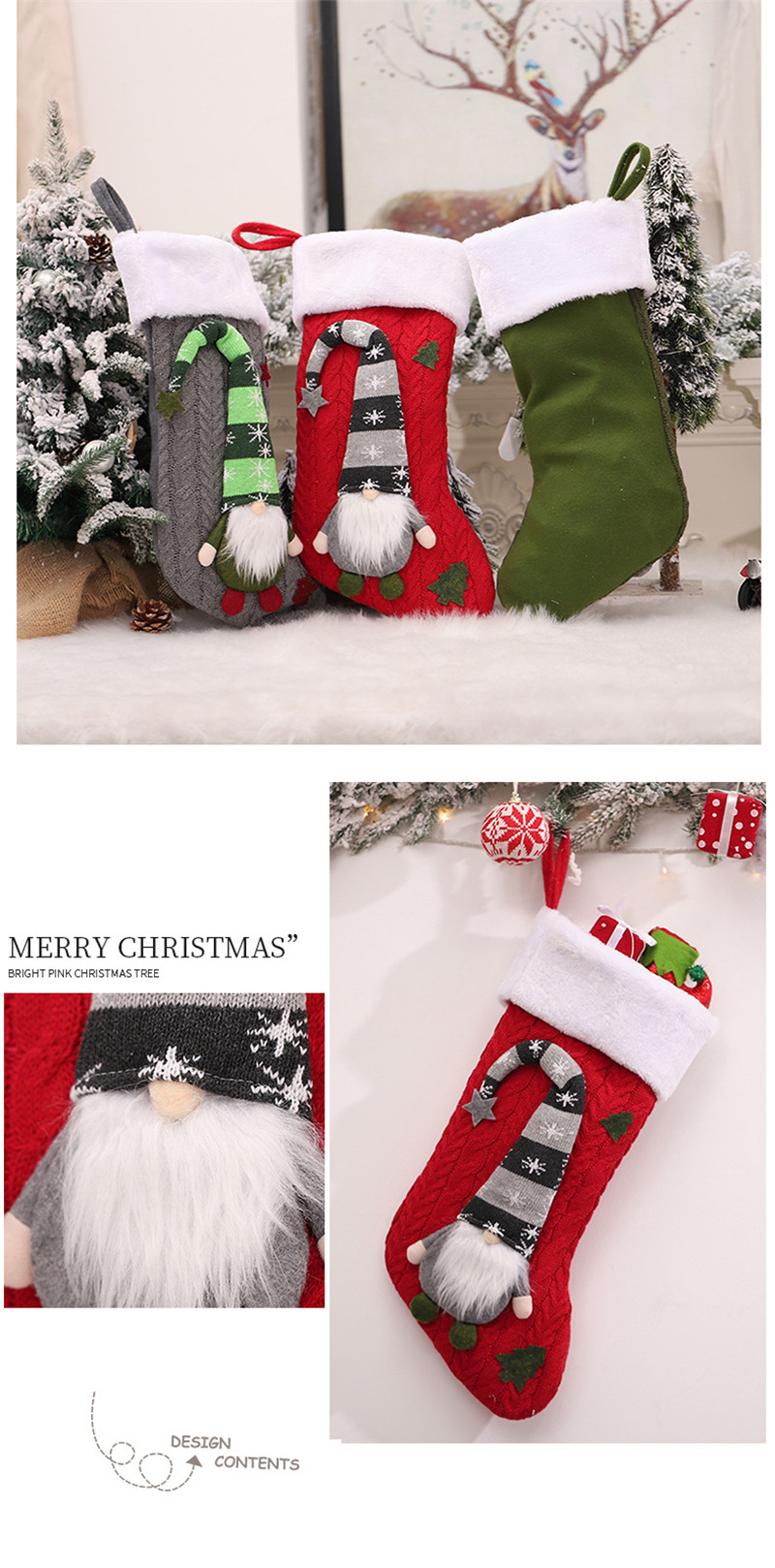 rudolph knitted christmas stockings xmas decoration