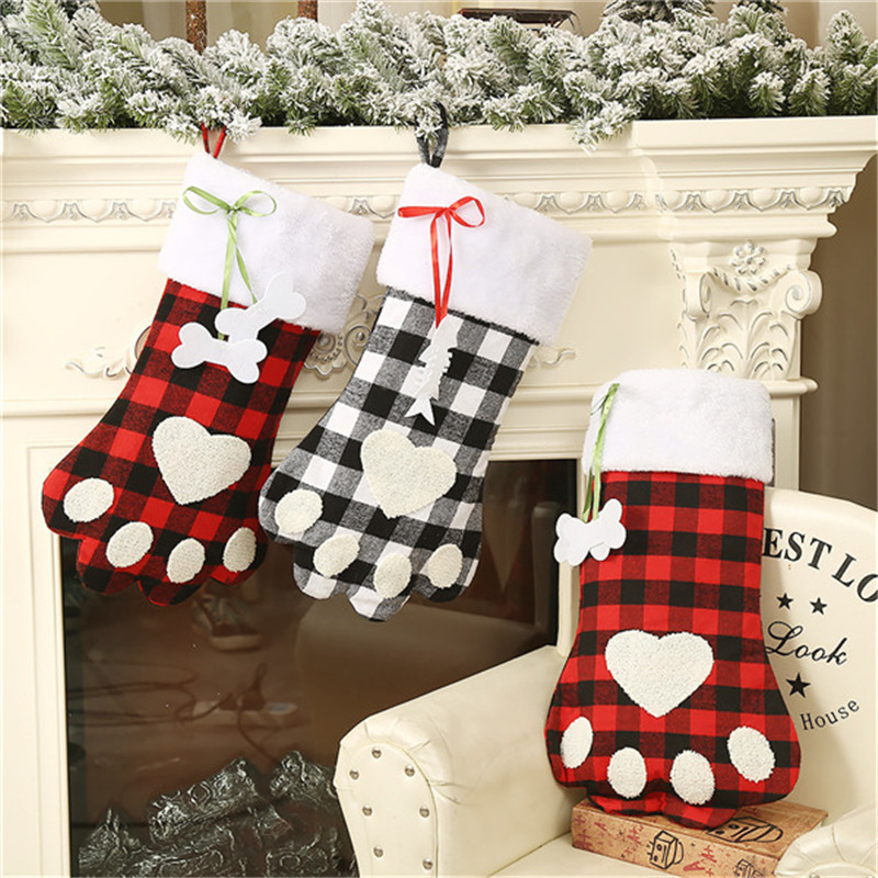 lattice paw Christmas stockings xmas decoration