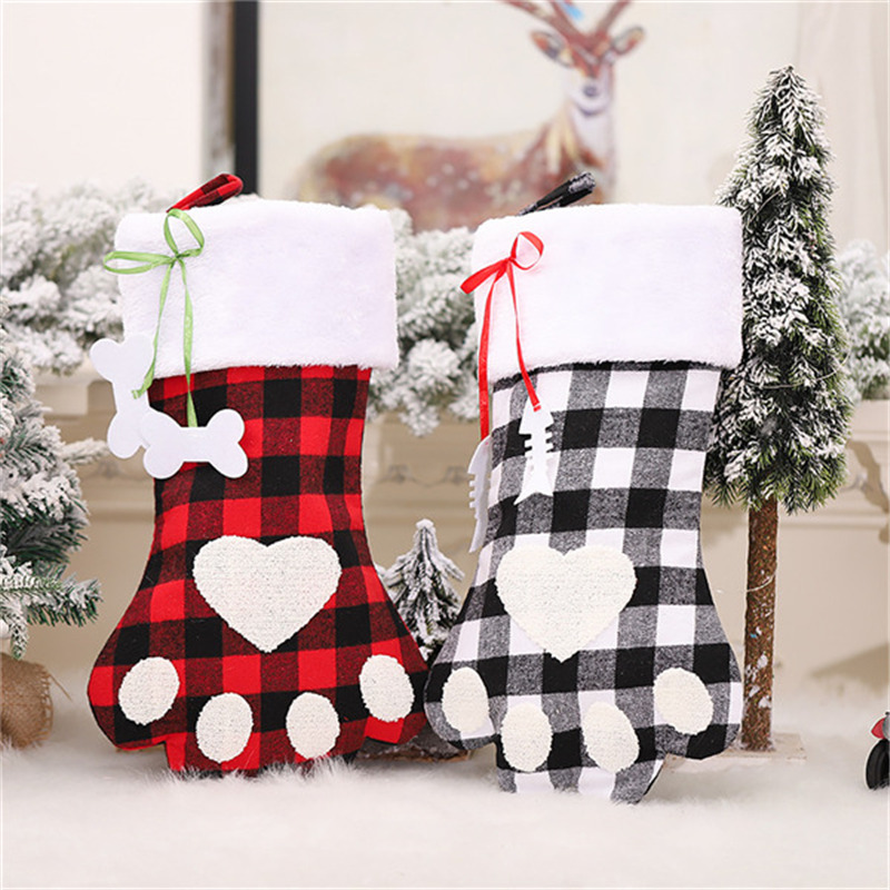 lattice paw Christmas stockings xmas decoration