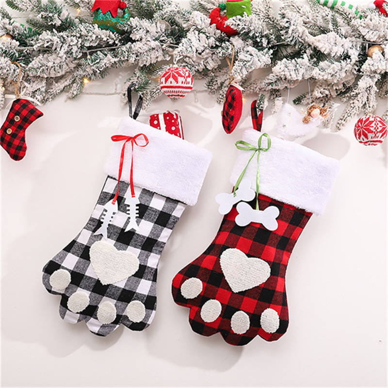 lattice paw Christmas stockings xmas decoration