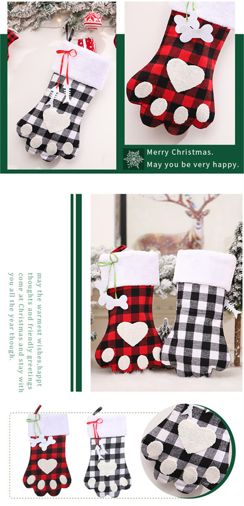 lattice paw Christmas stockings xmas decoration